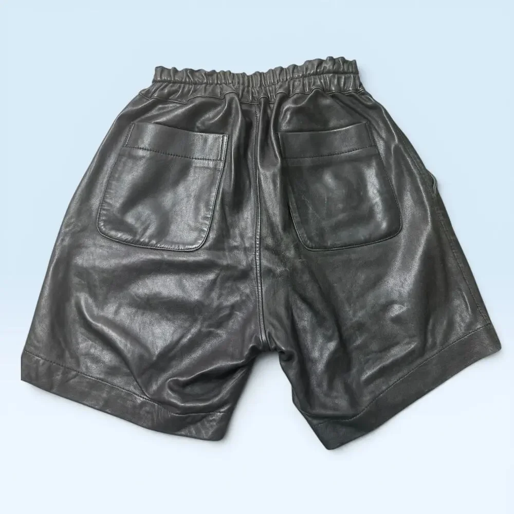 Surface to Air Black Lamb Nappa Leather Shorts Elastic Waist Men’s Size M